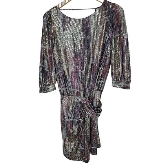 BA&SH Dress Womens 4 Silver Gray Salina Lady Metallic Open Back Party Dress NWT - Picture 3 of 14